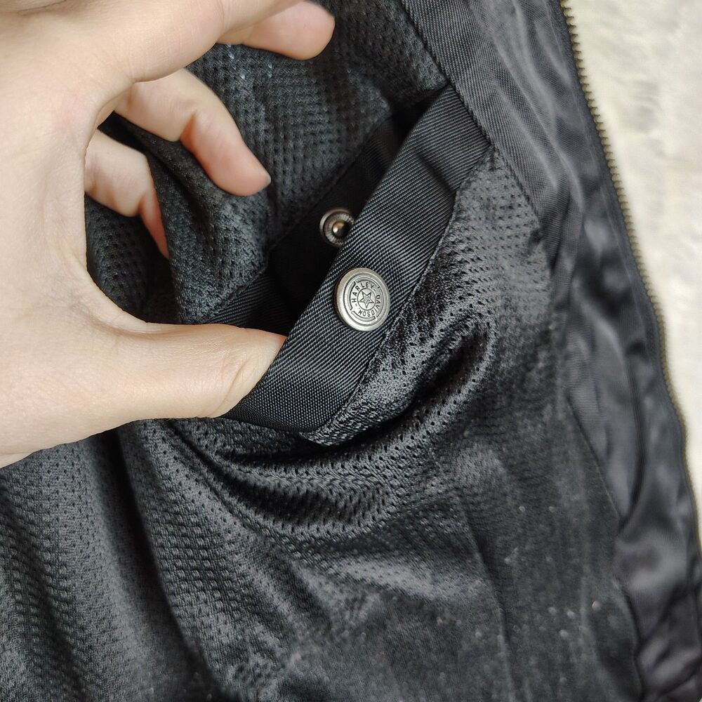 FLAWS Harley Davidson Womens XS Motorcycle Jacket Black Orange Zip - Picture 14 of 16